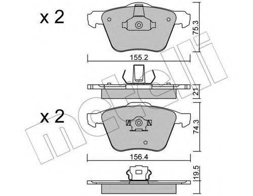 Комплект гальмівних колодок, дискове гальмо METELLI 22-0599-0