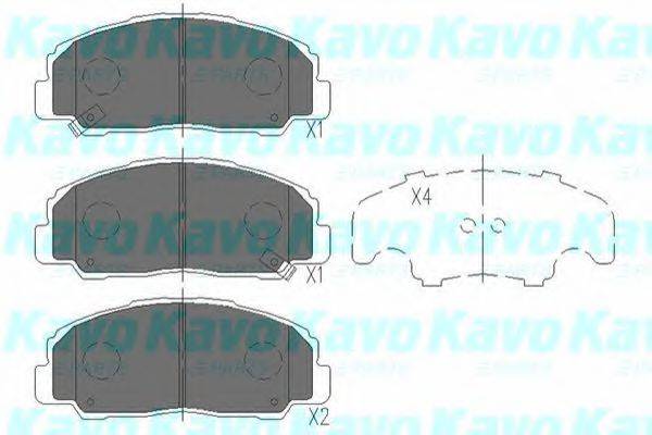 Комплект гальмівних колодок, дискове гальмо KAVO PARTS KBP-1505