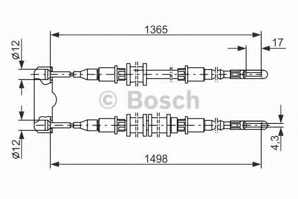 Трос, стоянкова гальмівна система BOSCH 1 987 477 130