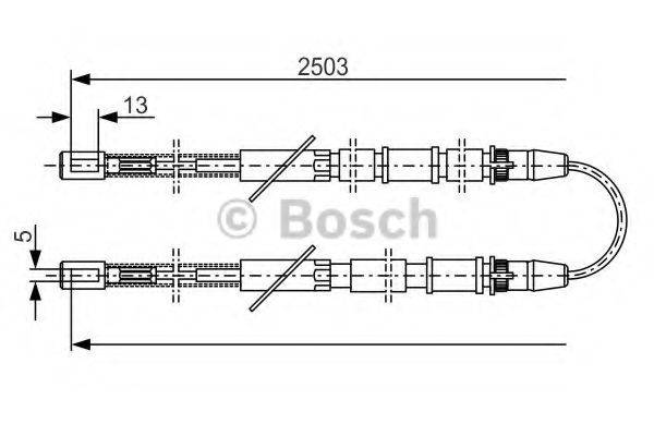 Трос, стоянкова гальмівна система BOSCH 1 987 482 009