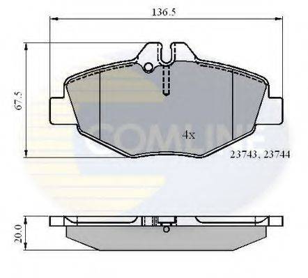 Комплект гальмівних колодок, дискове гальмо COMLINE CBP01209