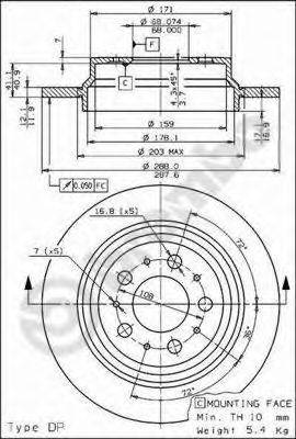 гальмівний диск BREMBO 08.7765.75